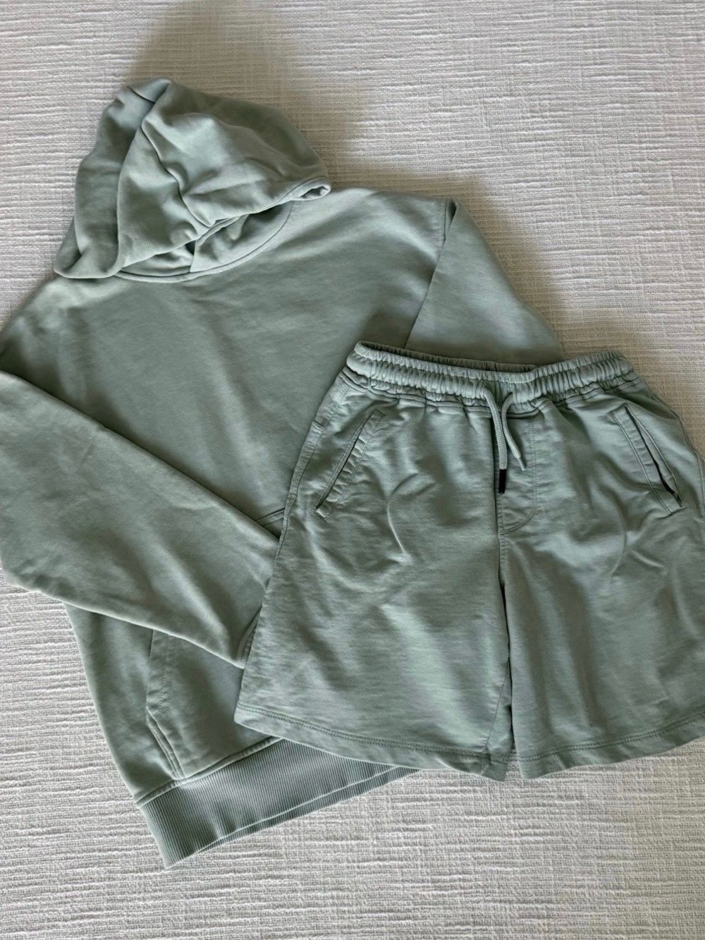 Zara Kids Sage Green Lounge Hoodie & Shorts Set